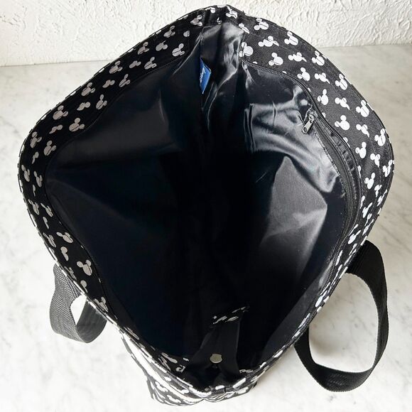 Disney Mickey Mouse Tote Bag Black/White Mickey Print Canvas Bag Zip Top - Picture 8 of 11